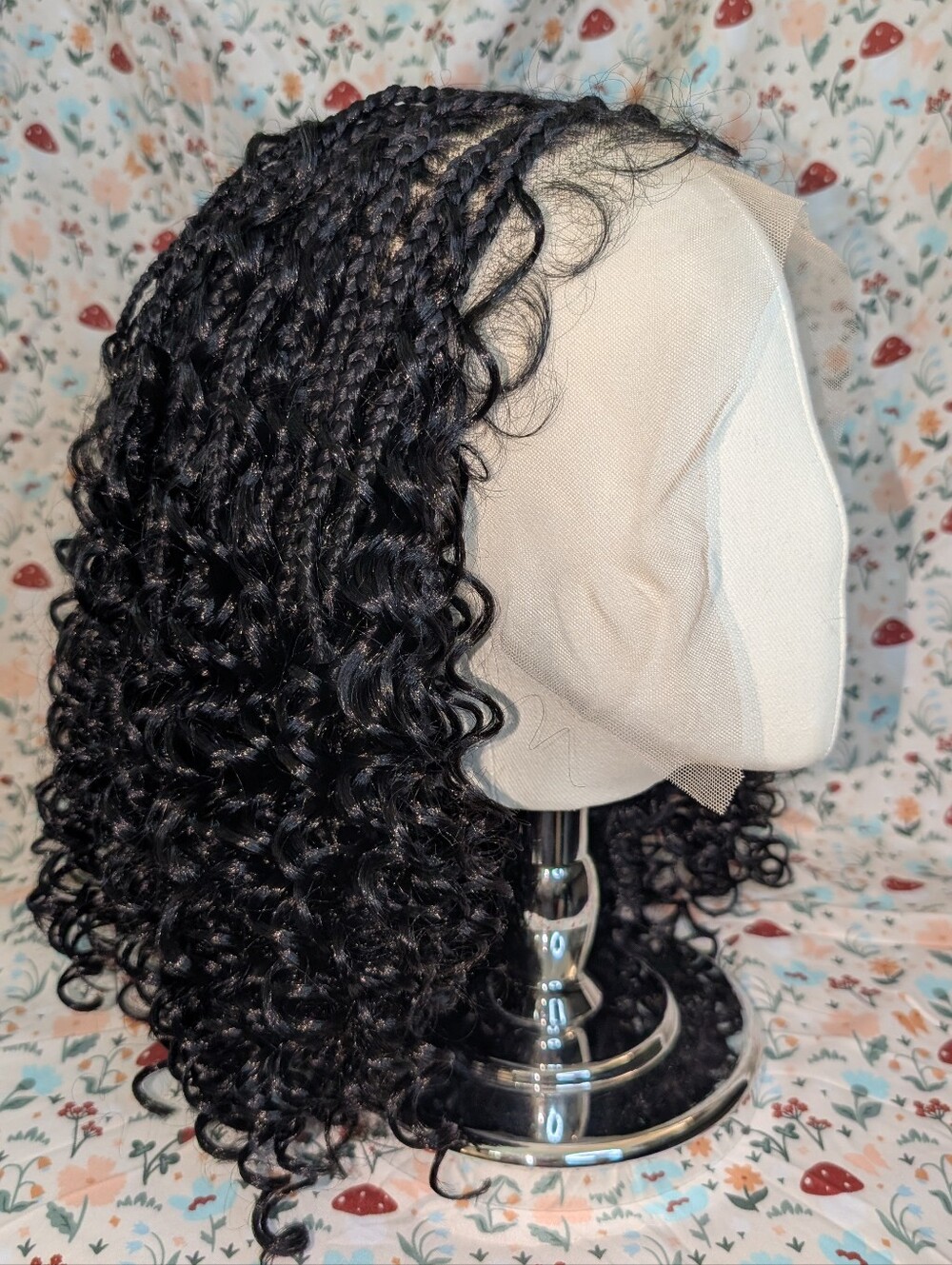 13x6 HD Lace Boho Box Braids Wig Curly Ends Glueless Natural Black GWP New